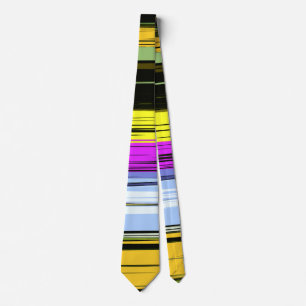 Yellow Green Blue Purple Black Vertical Stripes Neck Tie