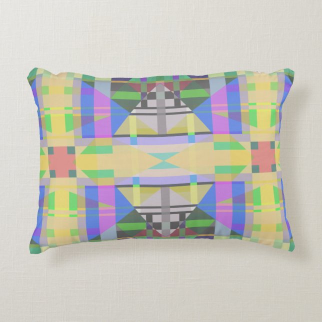 Yellow Green Blue Purple Geometric Accent Pillow (Front)