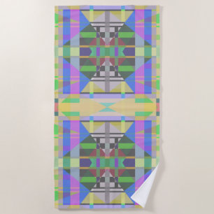 Yellow Green Blue Purple Geometric Beach Towel