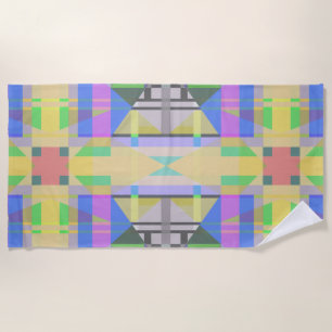 Yellow Green Blue Purple Geometric Beach Towel