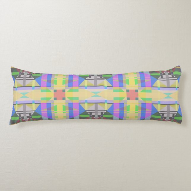 Yellow Green Blue Purple Geometric Body Pillow (Front)
