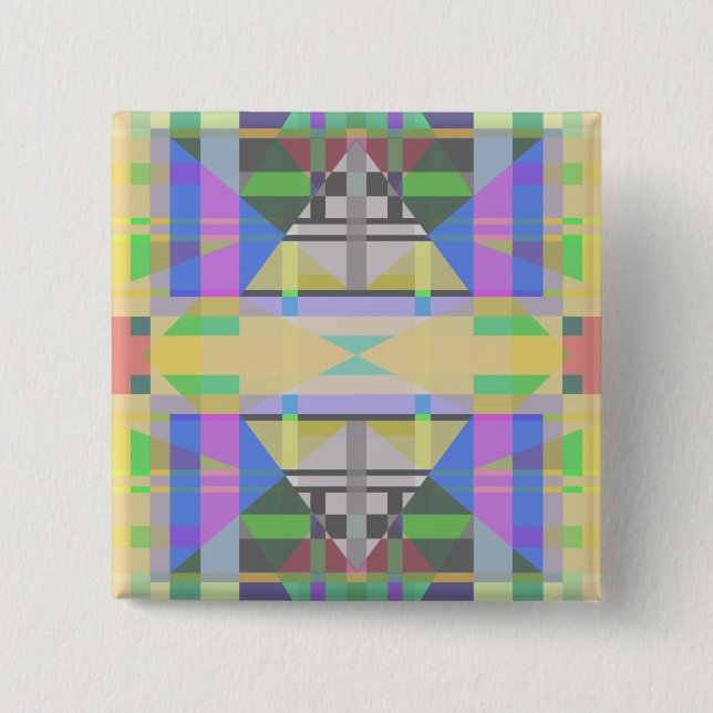 Yellow Green Blue Purple Geometric Button (Front)