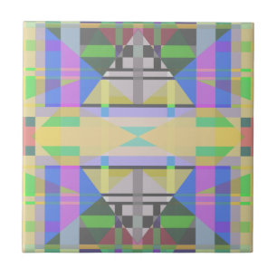 Yellow Green Blue Purple Geometric Ceramic Tile