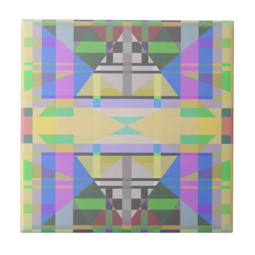 Yellow Green Blue Purple Geometric Ceramic Tile