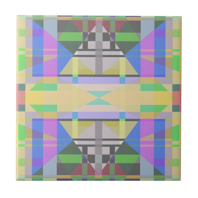 Yellow Green Blue Purple Geometric Ceramic Tile (Front)
