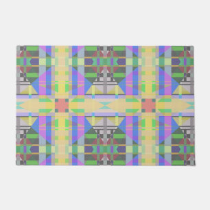 Yellow Green Blue Purple Geometric Doormat
