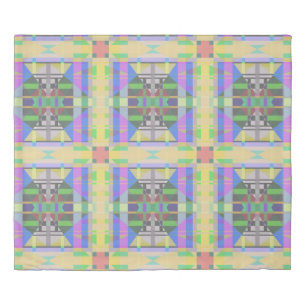 Yellow Green Blue Purple Geometric Duvet Cover