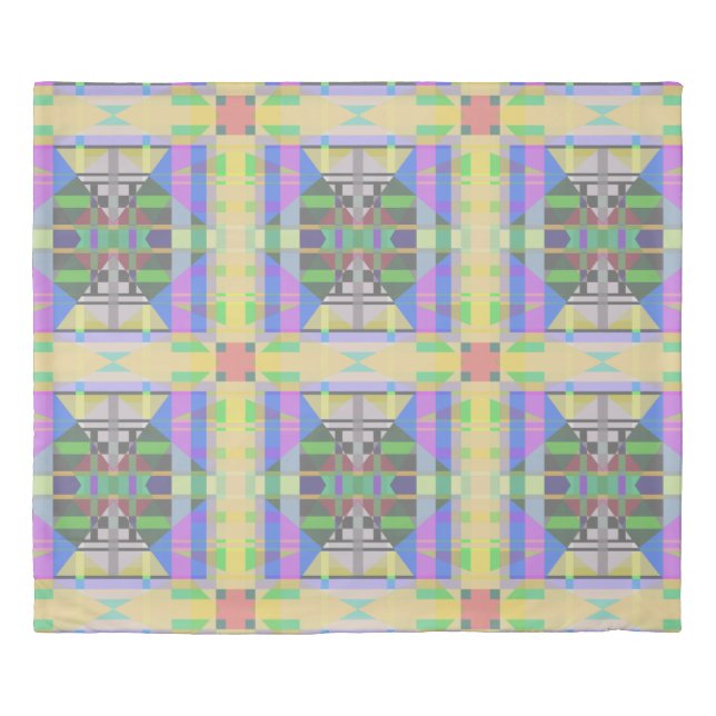Yellow Green Blue Purple Geometric Duvet Cover (Front)