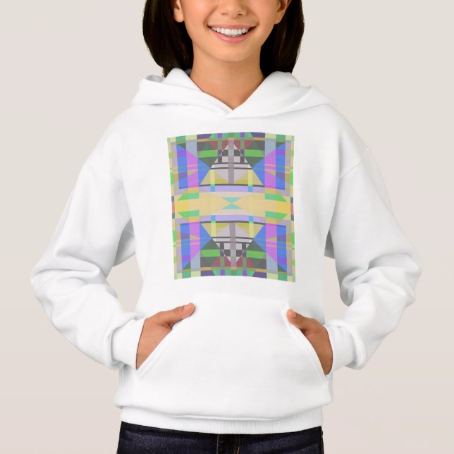 Yellow Green Blue Purple Geometric Hoodie (Front)