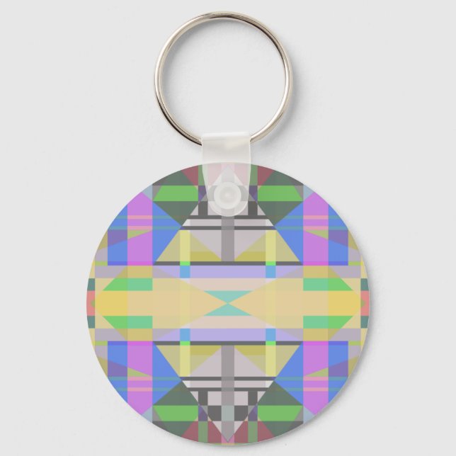 Yellow Green Blue Purple Geometric Keychain (Front)