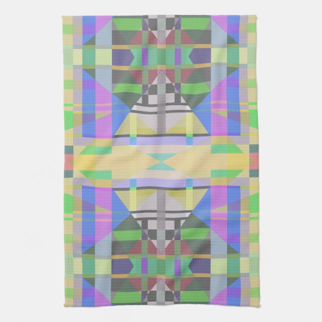 Yellow Green Blue Purple Geometric Kitchen Towel (Vertical)