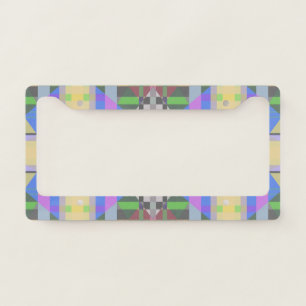 Yellow Green Blue Purple Geometric License Plate Frame