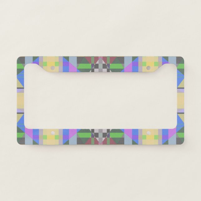 Yellow Green Blue Purple Geometric License Plate Frame (Front)
