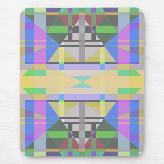 Yellow Green Blue Purple Geometric Mouse Pad (Front)