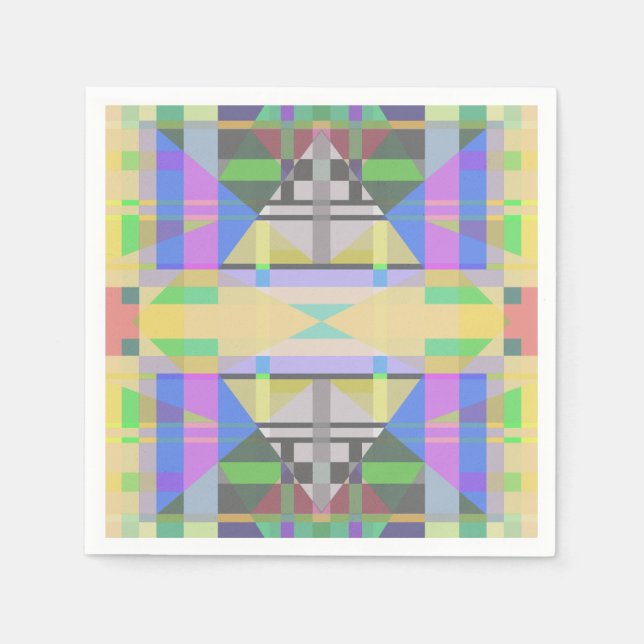 Yellow Green Blue Purple Geometric Napkins (Front)