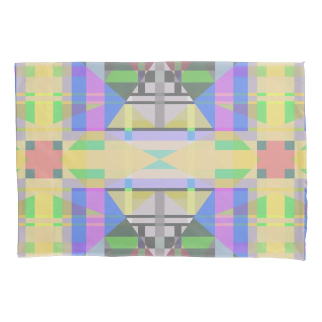 Yellow Green Blue Purple Geometric Pillow Case (Front)