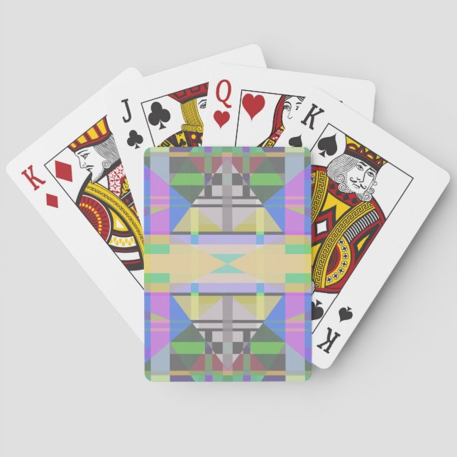 Yellow Green Blue Purple Geometric Poker Cards (Back)