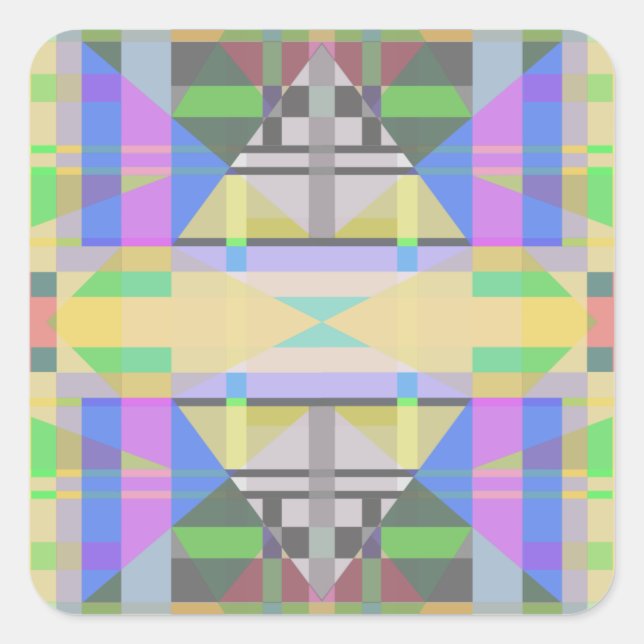 Yellow Green Blue Purple Geometric Square Sticker (Front)