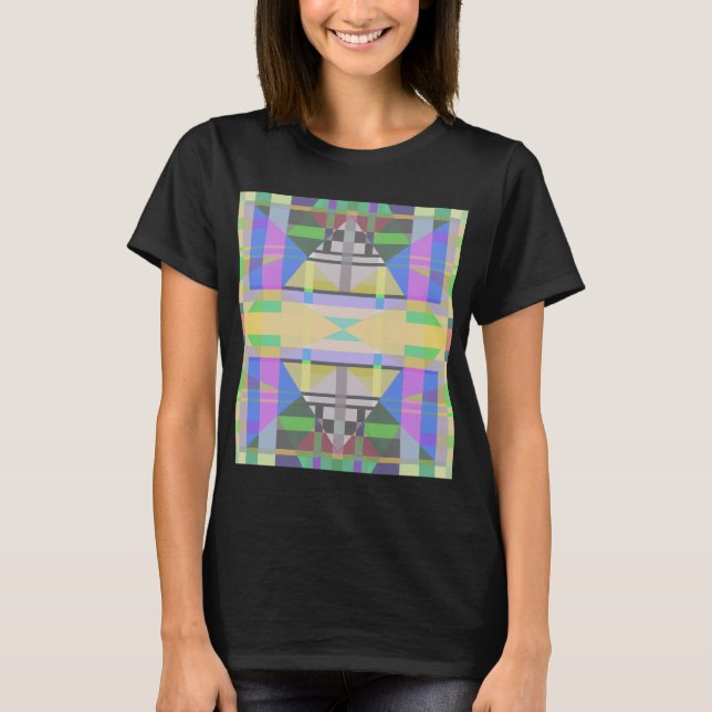 Yellow Green Blue Purple Geometric T-Shirt (Front)