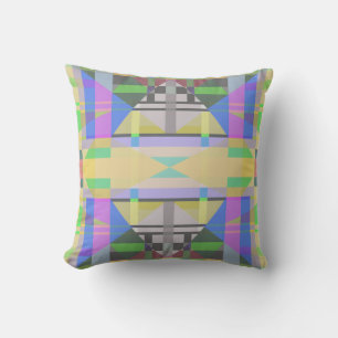 Yellow Green Blue Purple Geometric Throw Pillow