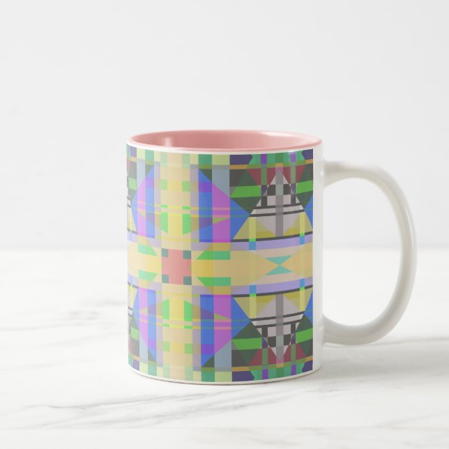 Yellow Green Blue Purple Geometric Two-Tone Coffee Mug (Right)