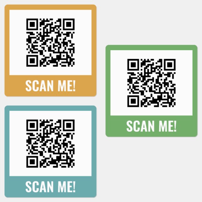 Yellow Green Blue Scan Me! QR Code Labels (Group)