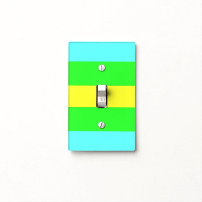 Yellow, Green, Blue Wide Stripes by Shirley Taylor Light Switch Cover (In Situ)