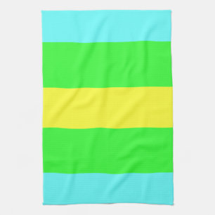 Yellow, Green, Blue Wide Stripes by Shirley Taylor Towel