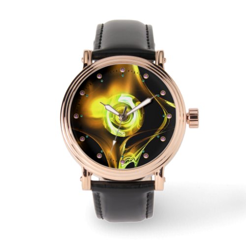 YELLOW GREEN BROWN FRACTAL ROSE WATCH