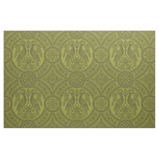 Yellow-Green Byzantine Birds Fabric