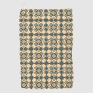 Yellow Green Checker Argyle Pattern Golf Towel