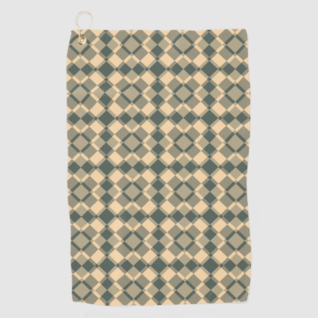 Yellow Green Checker Argyle Pattern Golf Towel (Front)