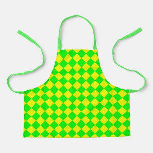 Yellow Green Checker Diamond Pattern Apron