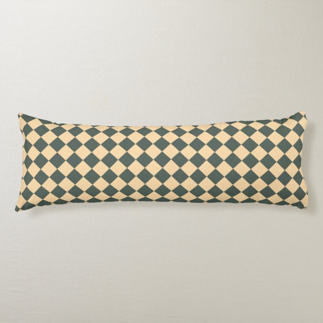 Yellow Green Checker Diamond Pattern Body Pillow (Front)