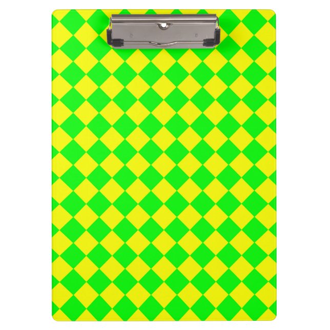 Yellow Green Checker Diamond Pattern  Clipboard (Front)