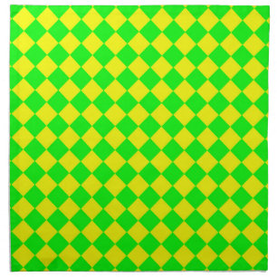 Yellow Green Checker Diamond Pattern Cloth Napkin