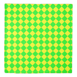 Yellow Green Checker Diamond Pattern Duvet Cover