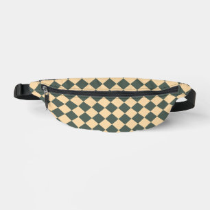 Yellow Green Checker Diamond Pattern Fanny Pack