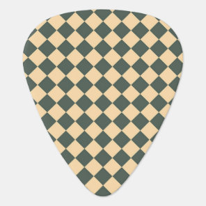 Yellow Green Checker Diamond Pattern Guitar Pick