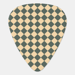 Yellow Green Checker Diamond Pattern Guitar Pick