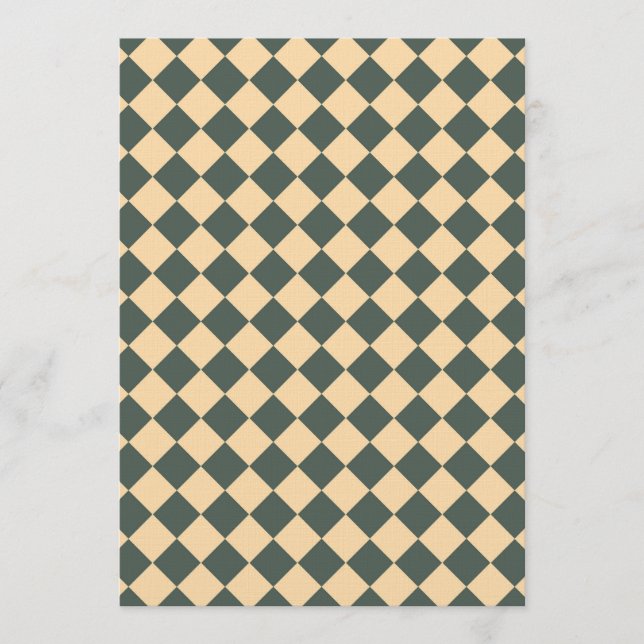 Yellow Green Checker Diamond Pattern Invitation (Front)