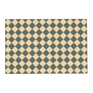 Yellow Green Checker Diamond Pattern Laminated Placemat
