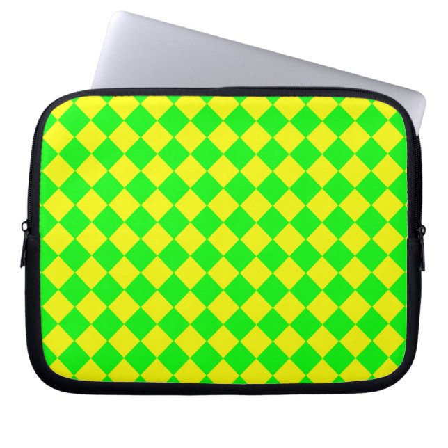 Yellow Green Checker Diamond Pattern  Laptop Sleeve (Front)