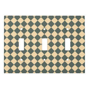 Yellow Green Checker Diamond Pattern Light Switch Cover