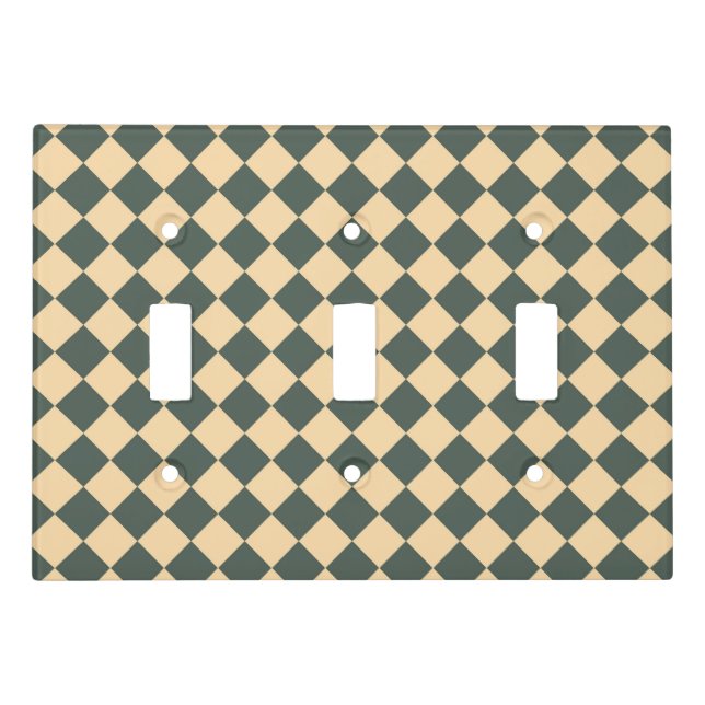 Yellow Green Checker Diamond Pattern Light Switch Cover (Front)