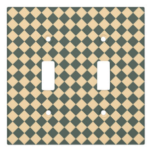 Yellow Green Checker Diamond Pattern Light Switch Cover