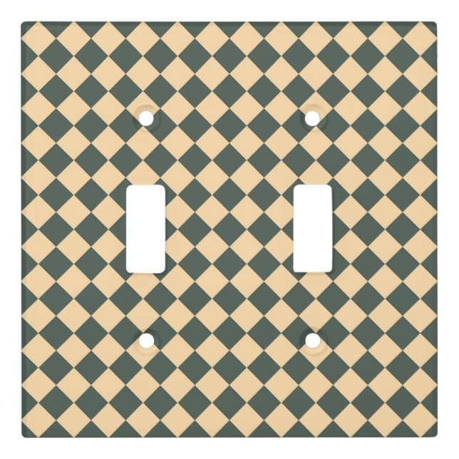 Yellow Green Checker Diamond Pattern Light Switch Cover (Front)