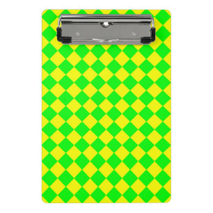 Yellow Green Checker Diamond Pattern  Mini Clipboard