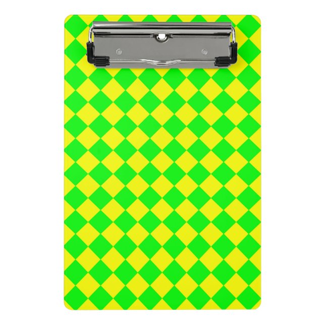 Yellow Green Checker Diamond Pattern  Mini Clipboard (Front)