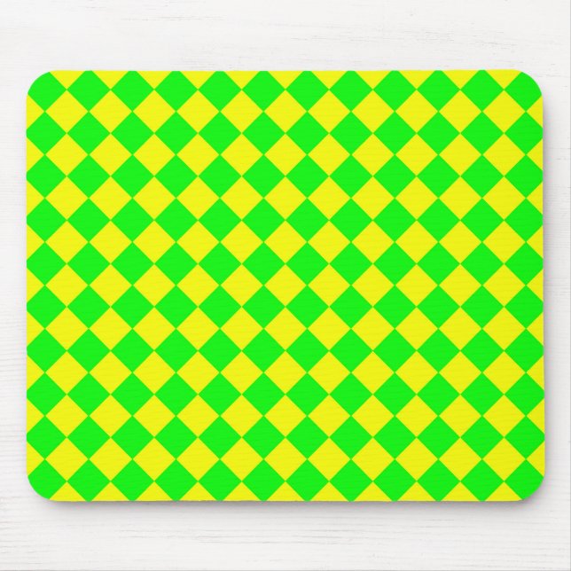 Yellow Green Checker Diamond Pattern  Mouse Pad (Front)